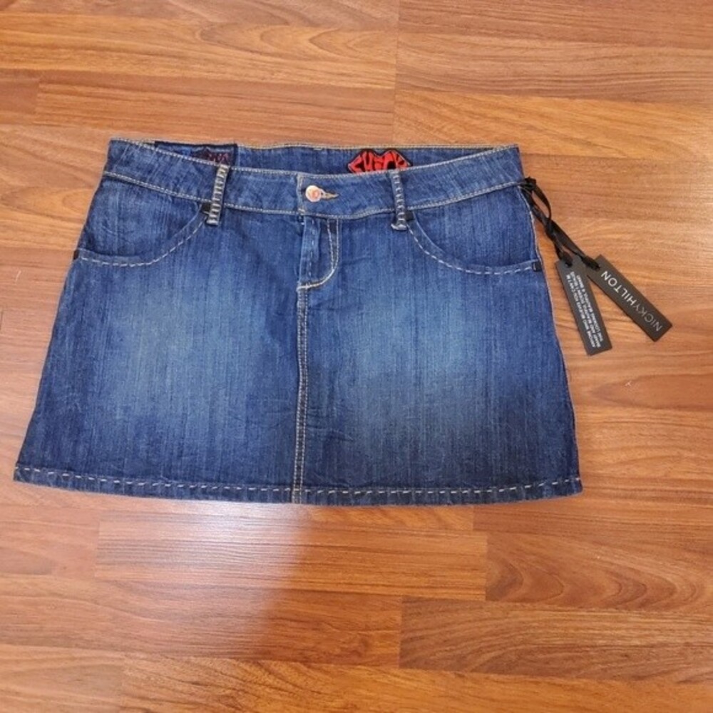 Chick By Nicky Hilton Denim Jean Micro Mini Skirt Size 31 Blue New